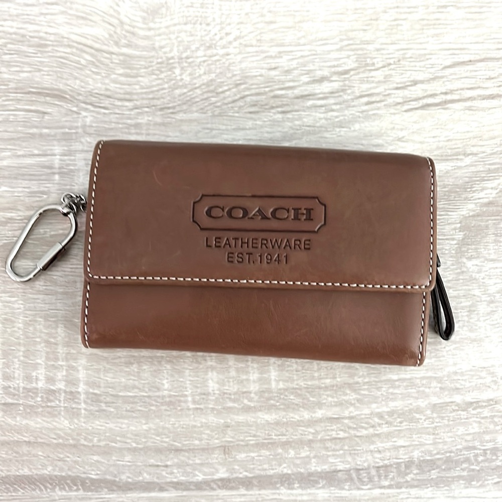 Coach Brown Leather Keychain Wallet - Vintage